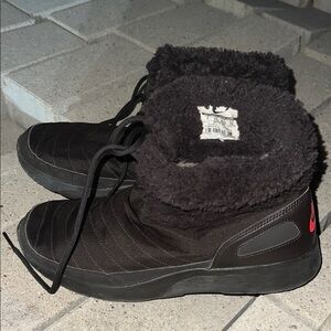 Nike Women’s Brown High-Top Quilted Winter Boots with Red Swoosh